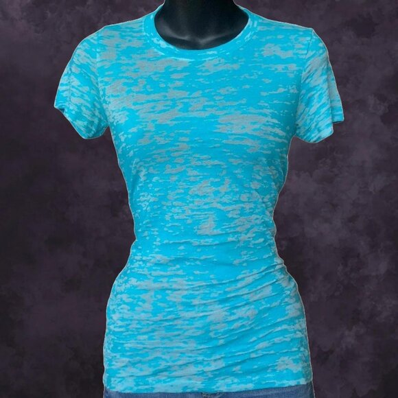 00s Aqua Blue Burn-Out Tee - Picture 1 of 5